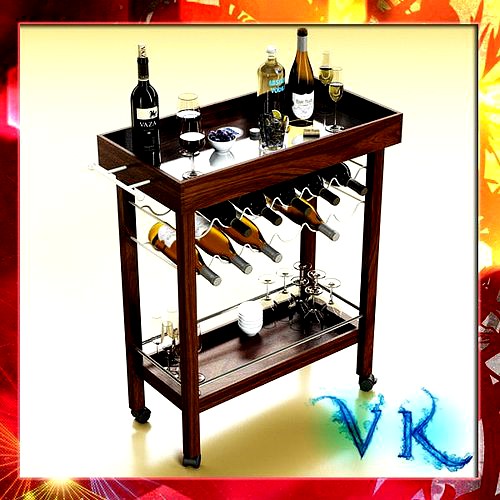 Wine Table Rack Bottles and Glasses