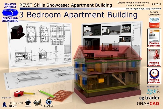 Revit Skills Showcase 3 Bedroom Apartment Building