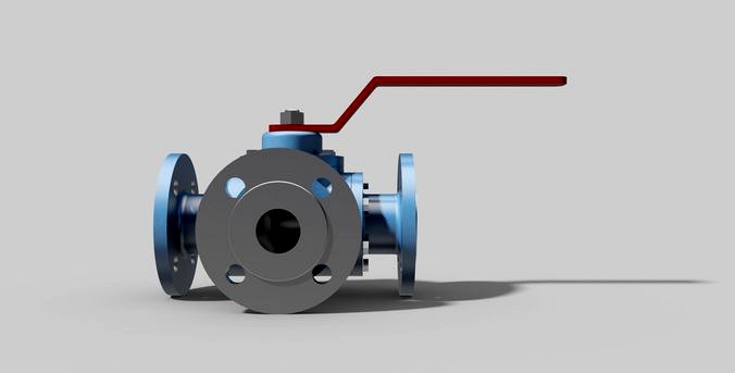 DN50 PN16 - Three-way ball valve NO - Autodesk Inventor