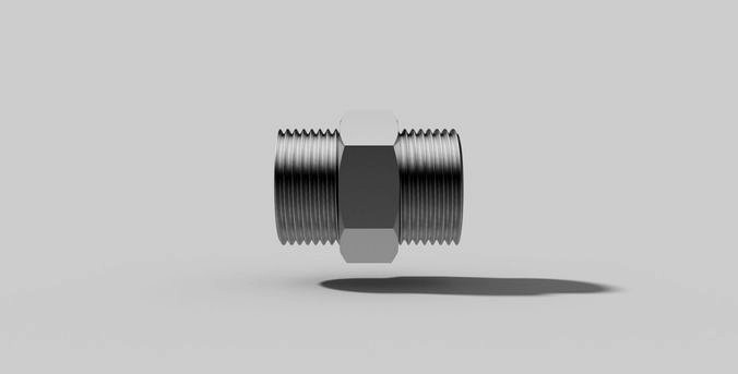 1 Inch BSP male - Hexagon nipple - Autodesk Inventor