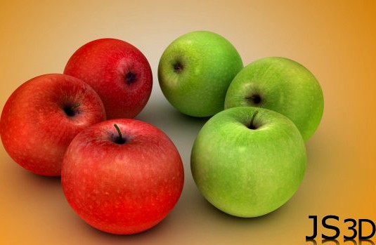 Realistic Apples Green  Red 3D Model