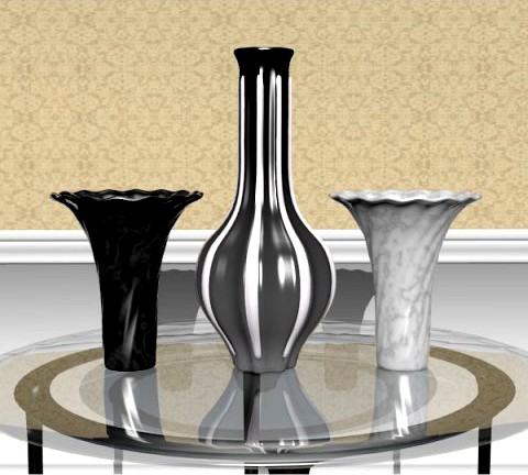 Black and White Vase Collection 3D Model