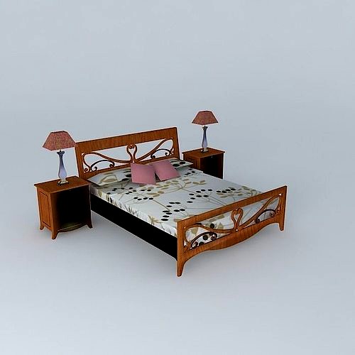 Queen size bed with nigth table.