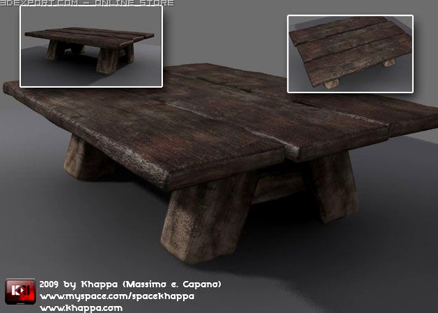 Old wooden table 3D Model