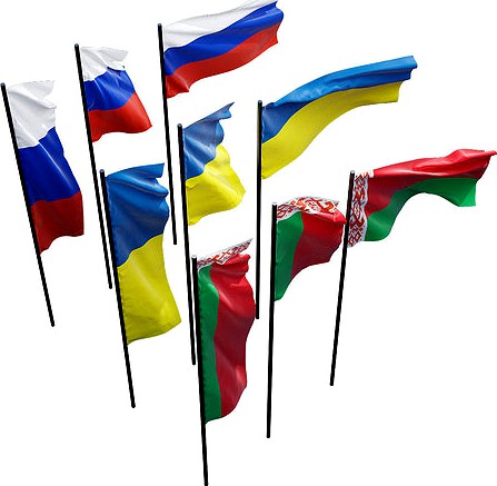 Flags of Russia Ukraine Belarus