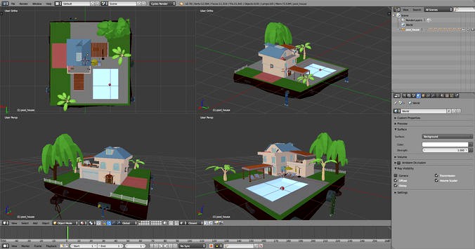 pool house low poly model