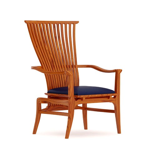 Wooden Chair with Blue Seat