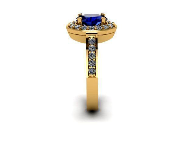 blue sapphire halo ring