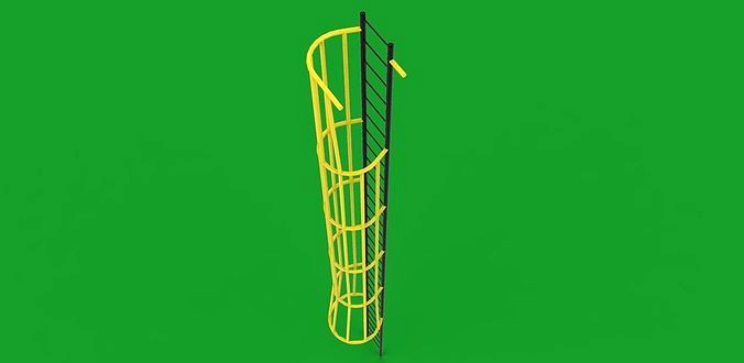 3D pipe caged side step ladder