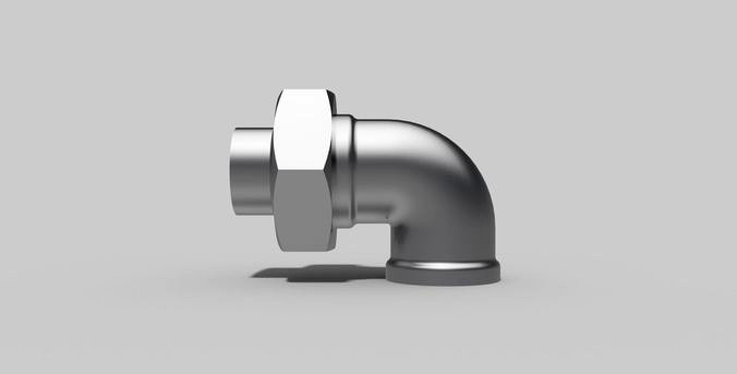 1 Inch BSP - Union elbow  90 degrees FxBW - Autodesk Inventor