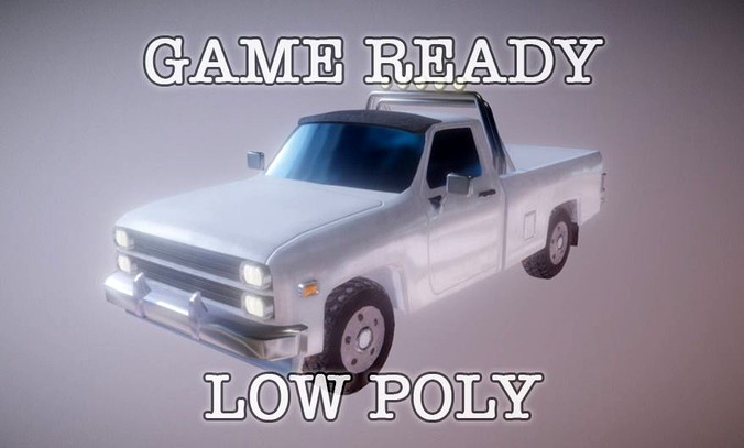 Eghties Pickup Truck low-poly game ready