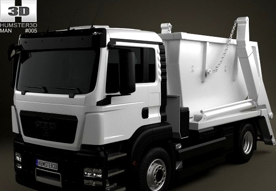 MAN TGS Skip Loader Truck 2012 3D Model