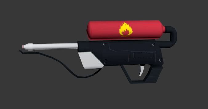 Low Poly Flame Thrower gun