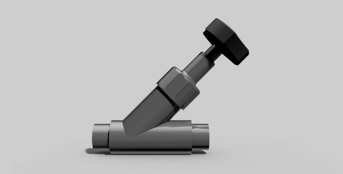 40mm - PVC Angle seat valve SC spigots - Autodesk Inventor