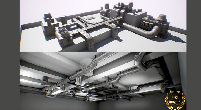ultimate air ducts modular system 60 elements lowpoly
