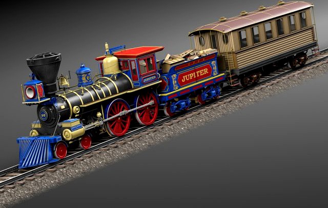 Jupiter Steam Train 1868 3D Model