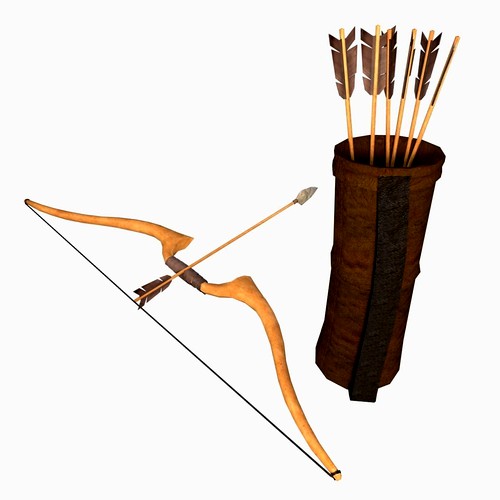 Low poly arrow quiver and bow