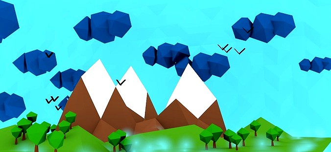 LOW POLY HILL SCENERY