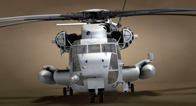 CH-53 Military Helicopter With Simple Textures