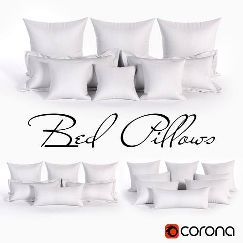 White Bed Pillows 01   3 sets   22 different Pillows