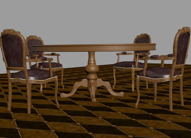 Table and chairs 3D Model