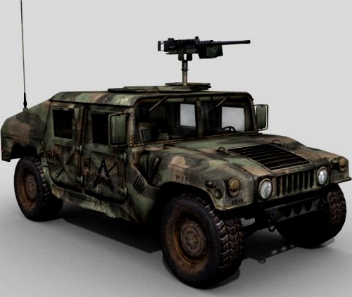 Military HMMWV Woodland 3D Model