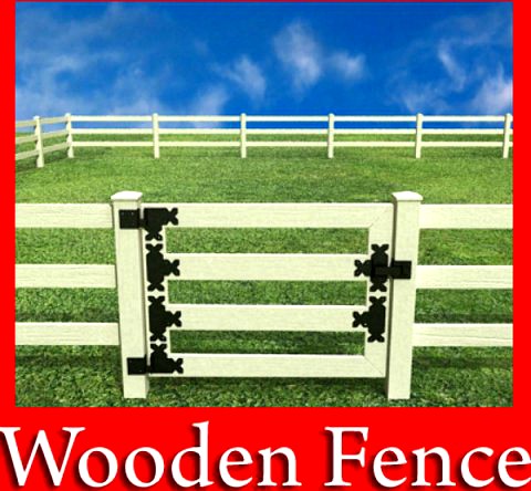 Wooden fence high detail 3D Model