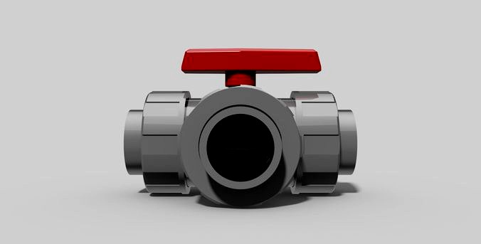 63mm - PVC 3-Way ball valve SC sockets NO - Autodesk Inventor