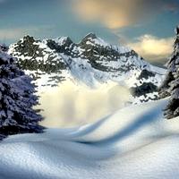 Mountain Valley with Clouds