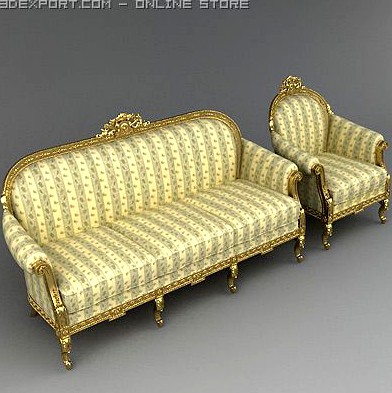 Armchair and sofa classic 3D Model