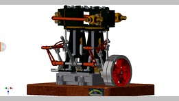 Vertical Twin Steam Engine with reverse gear