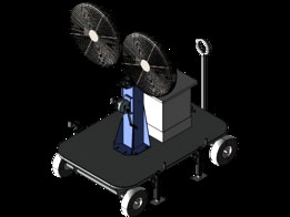 Dual Portable Evaporative Air Mister Cooler on Cart w/ Mast - 7'-12' - 8723 CFM - 30" OD - 34 Gal