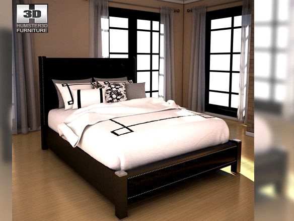 Ashley Diana Queen Upholstered Headboard Bed 3D Model