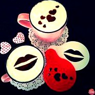 Hearts &amp; Kiss Coffee Decoration Templates