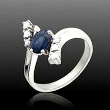 ring with blue sapphire and diamonds | 3D