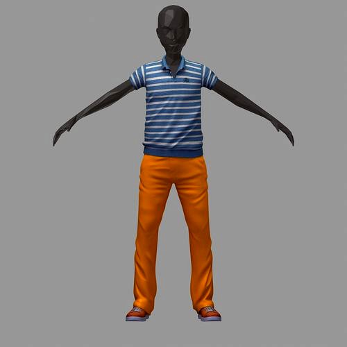 avatar casual set blue line polo orange pants sneakers