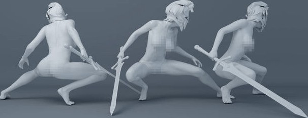 Wearing armor naked female warrior 001 | 3D