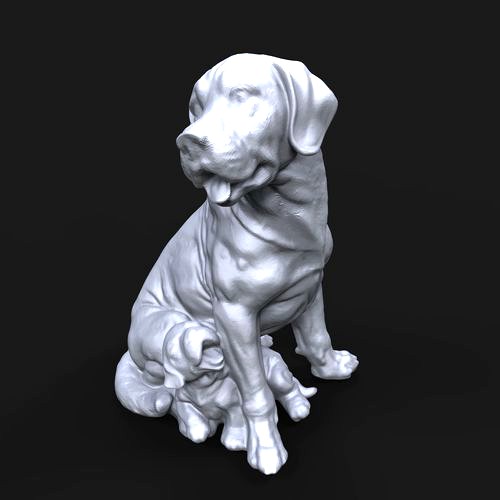 Broholmer with a puppy | 3D