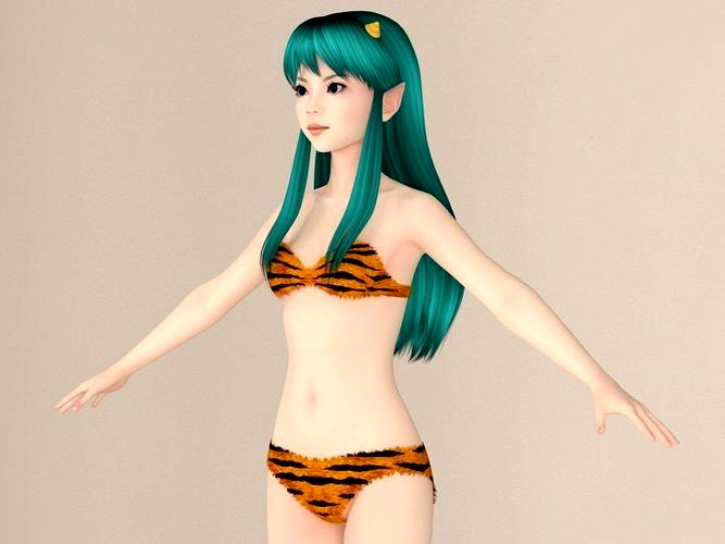 T pose nonrigged model of Lum with various outfit