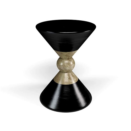 Modern Round Black and Gold Side Table