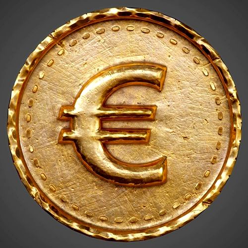 Old Coin with Euro sign - PBR Game-Ready