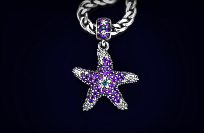 Star pendant gold R 228 | 3D