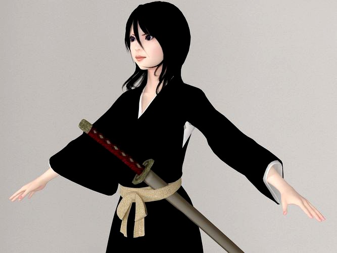 T pose nonrigged model of Rukia with various outfit