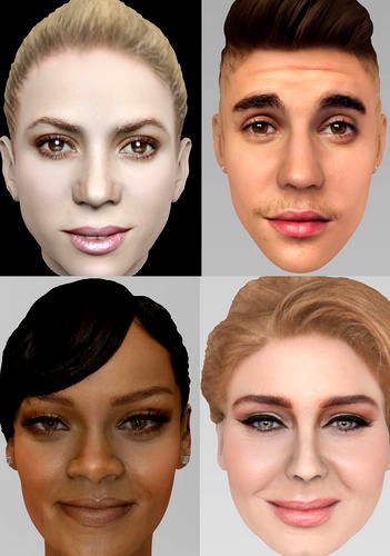 Famous singers pack - Rihanna Shakira Adele Bieber