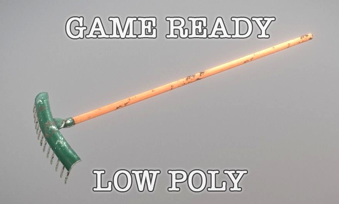 Green Rake low poly game ready PBR