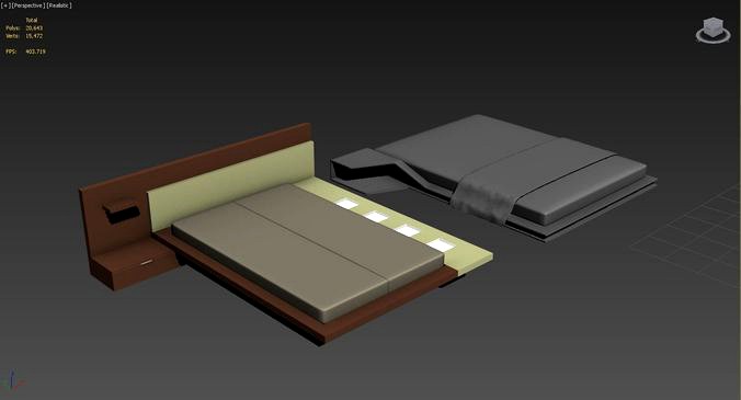 Two bed models with bedsheet