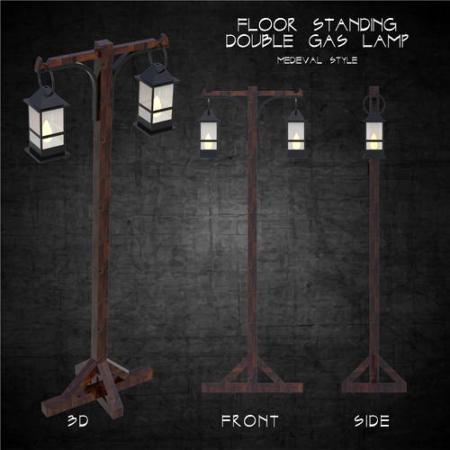 Gas lamps floor standing architectural scene lighting medieval