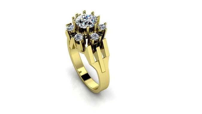 Unique Diamond Engagement Ring | 3D