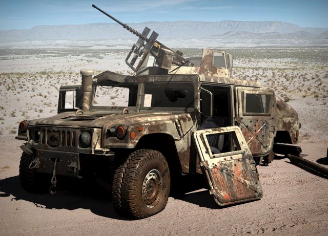 Hummer HMMWV Destroyed 3D Model