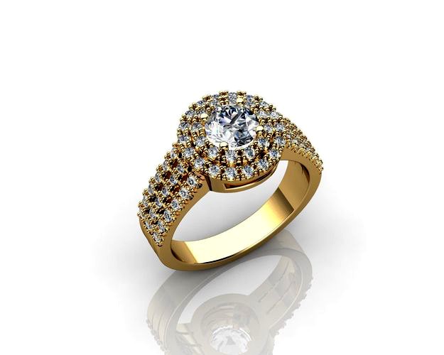 Yellow Gold Engagement Ring | 3D